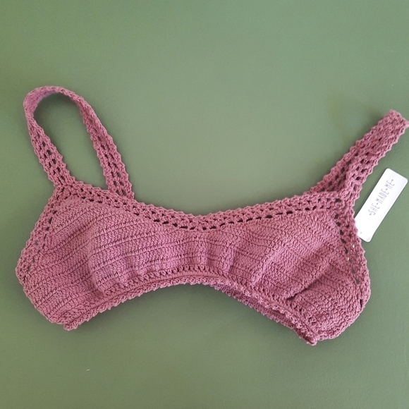 Free People She Made Me Essential Crop Crochet Bikini Top M/L NWT - Picture 4 of 10